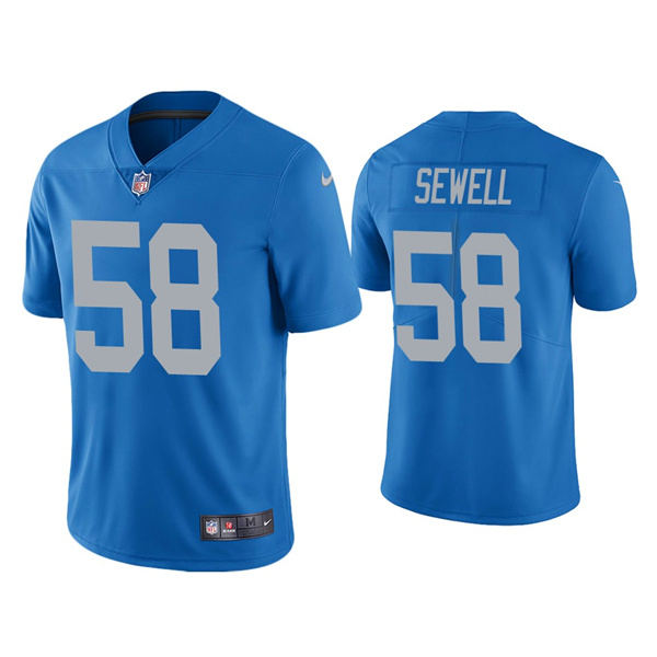 Men's Detroit Lions #58 Penei Sewell 2021 NFL Draft Blue Vapor Untouchable Limited Stitched NFL Jersey
